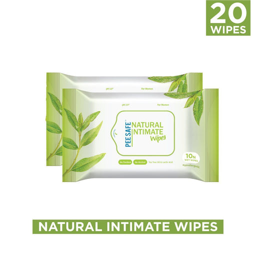 Pee Safe Natural Intimate Wipes - 10 Count (Set of 2)